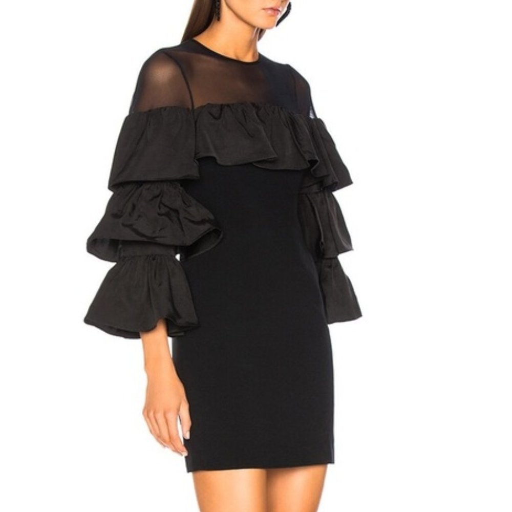 Cinq à Sept Valentina Tiered Sleeve Black Mini Dress Size 4